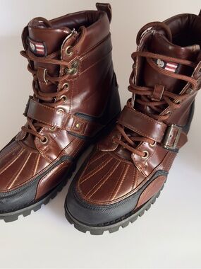 Men's Brown Lace-Up Strap Rugged Outdoor Boots